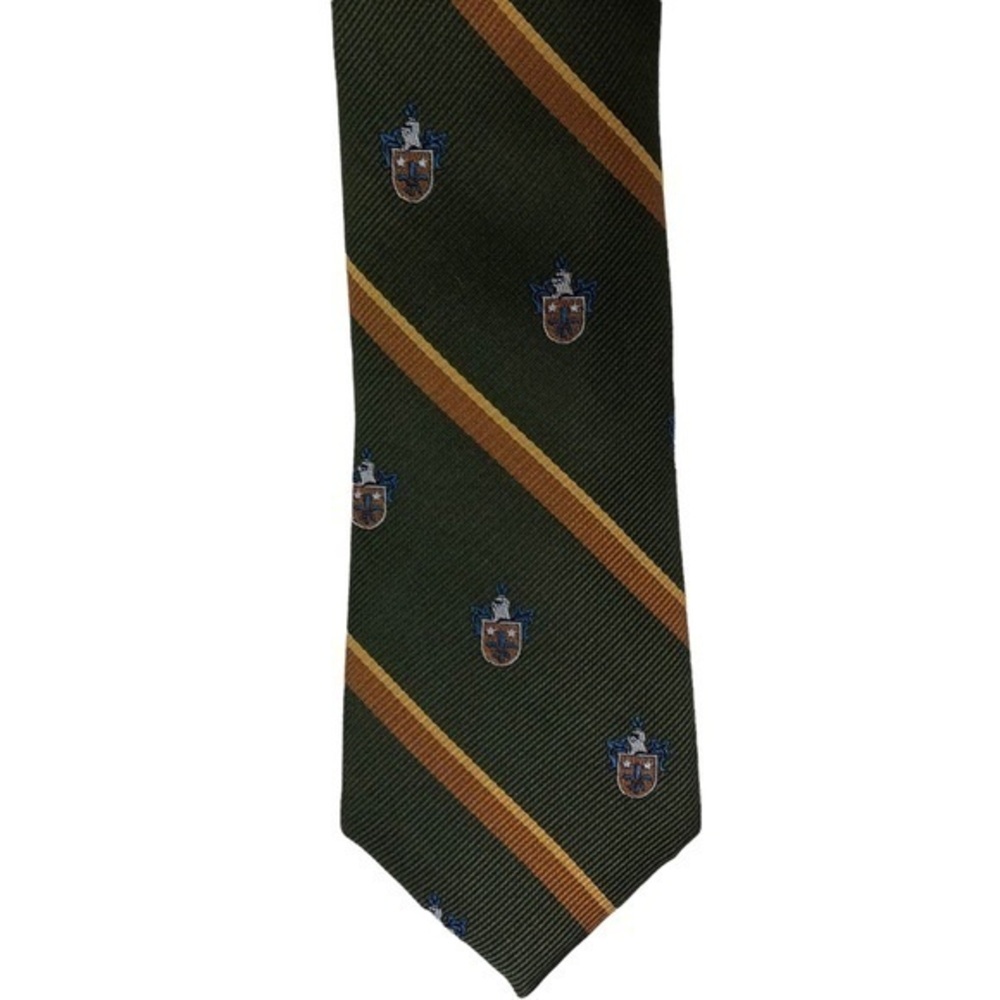 CLAPHAM 100% Silk Green Striped Tie